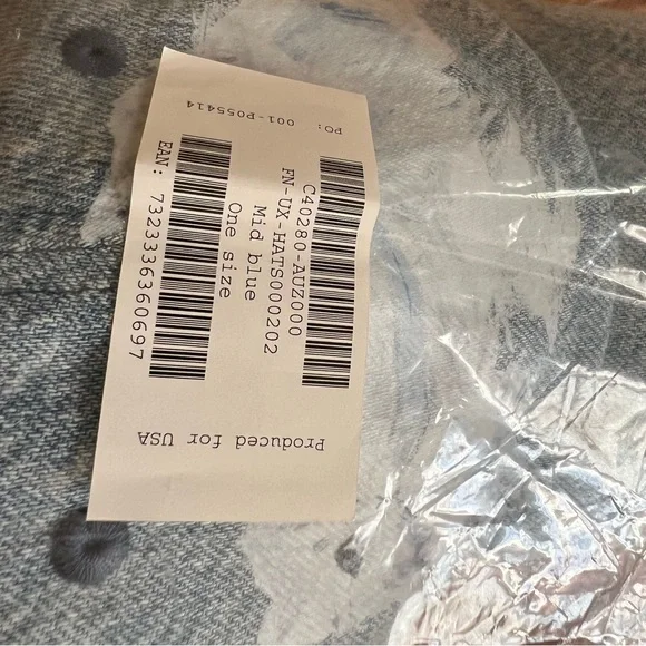 Acne Cat Print Blue Denim Hat - Picture 6 of 6